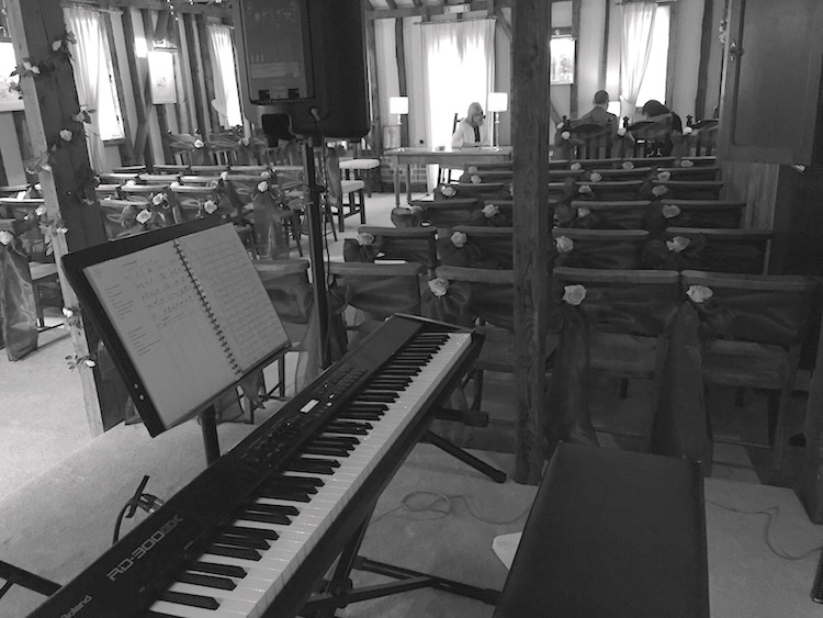 Wedding piano set up at The Reid Rooms, Essex